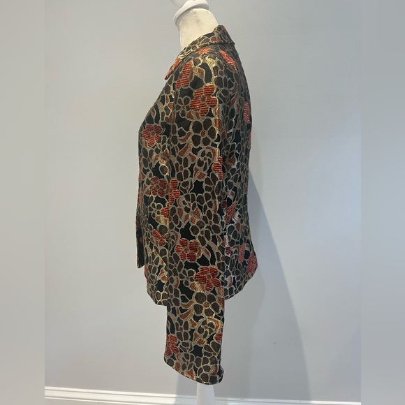 Lafayette 148 Printed Blazer Jacket Floral Abstract Brown Size 4 Small - Picture 2 of 10
